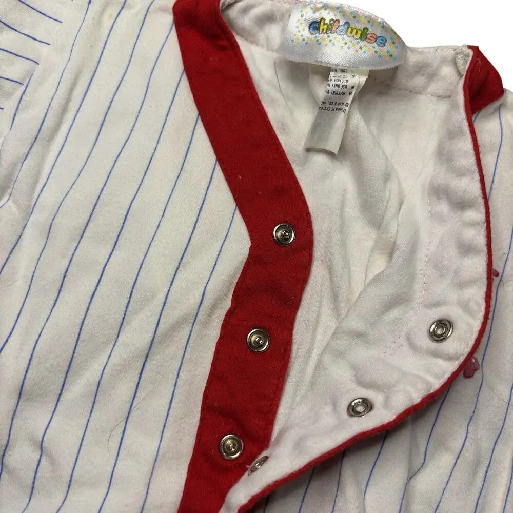 Vintage 90s Childwise Baby Boy Baseball 2-Piece Outfit Set Size 6-9 Months